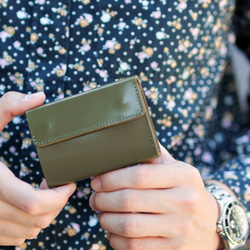 小さい財布 送料無料 栃木レザー 取り外せる コインケース ミニウォレット WAYNE ピスタチオ ミニ財布 8枚目の画像