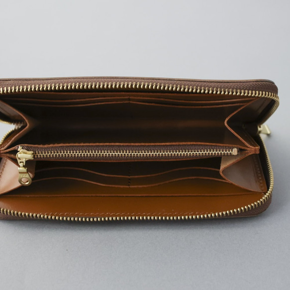 栃木レザー ヴォーノアニリン 日本製 ラウンドファスナー ロングウォレット 本革 長財布 ヌメ チェスナット ヴォーノアニリン 長財布 日本製 ラウンドファスナー VINCENT 国内の革職人が一つ一つ丁寧に製作したMADE IN