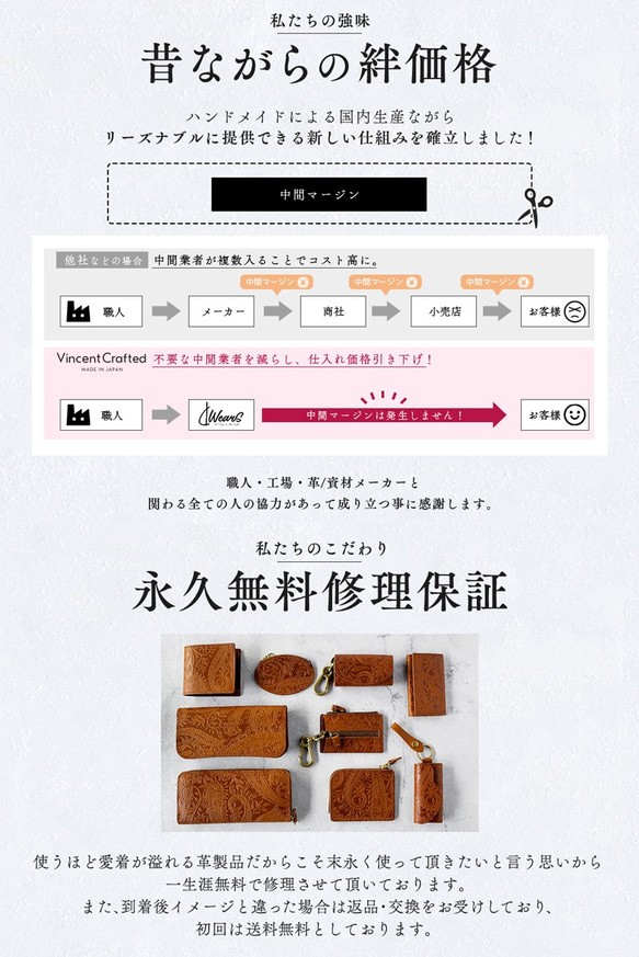 永久保証 オール 栃木レザー ペイズリー型押し 名刺入れ カードケース JOHAN ブラック 名刺ケース ヌメ革 8枚目の画像