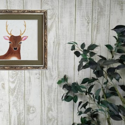 『deer』純金箔の金継ぎアート インテリア シンプル モダン 鹿 動物 一点物  和み 癒し 北欧 運気 風水 4枚目の画像