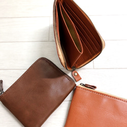 スリム　財布　レザー　ハーフウォレット  スリム　薄型　red brown 半札入れ　 4枚目の画像