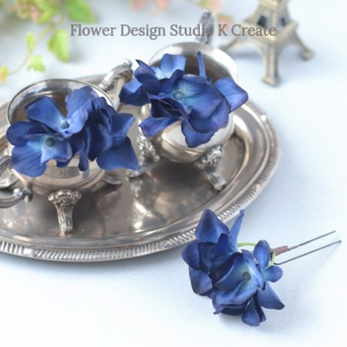 1400円 本物花 ブルーあじさい 髪飾り 卒業 入学 ブライダル