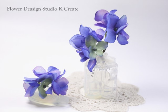 ブルーグリンの紫陽花のUピン（S:3本）　髪飾り　浴衣　着物　成人式　袴　和装　結婚式　アジサイ　青　ブルー　アジサイ　 3枚目の画像