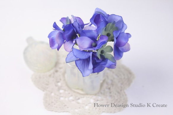 ブルーグリンの紫陽花のUピン（S:3本）　髪飾り　浴衣　着物　成人式　袴　和装　結婚式　アジサイ　青　ブルー　アジサイ　 5枚目の画像
