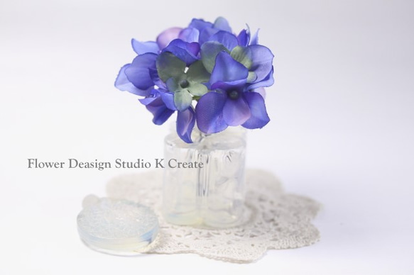 ブルーグリンの紫陽花のUピン（S:3本）　髪飾り　浴衣　着物　成人式　袴　和装　結婚式　アジサイ　青　ブルー　アジサイ　 6枚目の画像