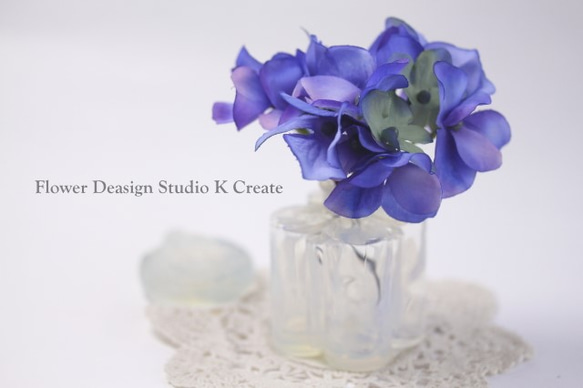 ブルーグリンの紫陽花のUピン（S:3本）　髪飾り　浴衣　着物　成人式　袴　和装　結婚式　アジサイ　青　ブルー　アジサイ　 7枚目の画像