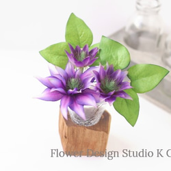 紫のクレマチスのUピン（5本セット）　造花　紫　パープル　髪飾り　浴衣 6枚目の画像