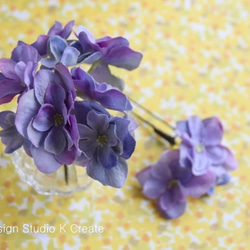 ジューンブライドな紫陽花のUピン（S:5本セット） 3枚目の画像