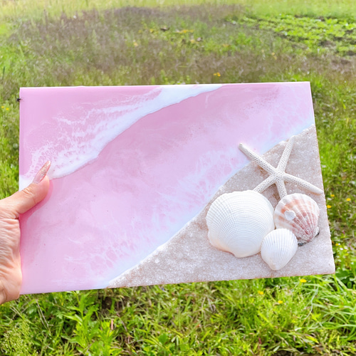 波アート 海アート ピンクの海 エポキシレジン レジンアート その他