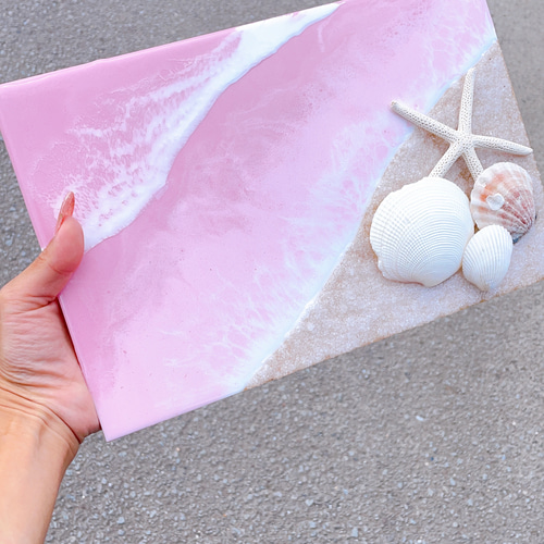 波アート 海アート ピンクの海 エポキシレジン レジンアート その他