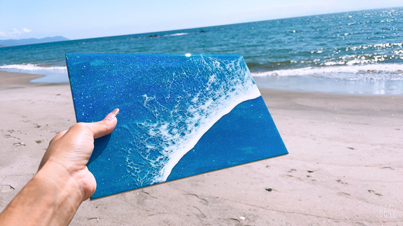 波アート　海アート　海パネル　アートパネル　エポキシレジンパネル　波アートパネル　流行りのアー流行りのオブジェ 3枚目の画像