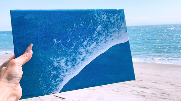 波アート　海アート　海パネル　アートパネル　エポキシレジンパネル　波アートパネル　流行りのアー流行りのオブジェ 4枚目の画像