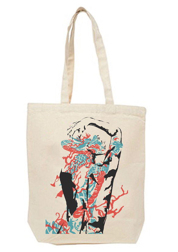 マチ付き トートバッグ tattoo｢doragon×woman｣シンプル