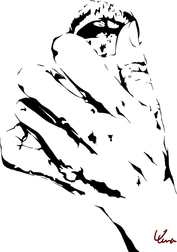女の欲 ポストカード naked*1-5 シンプル モノクロイラスト 切り絵風 4枚目の画像