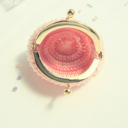 coin case*cocoon☆Strawberry＊ビーズがま口 コインケース ストロベリー 2枚目の画像