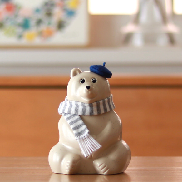 しろくま貯金箱 クリスマス 帽子・マフラーset 新入荷＞数量限定！ あのシロクママフラーが、ついにte-noriに新登場