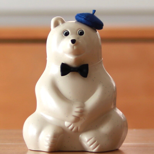 しろくま貯金箱 マフラー【グレー】& ベレー帽【ブルー】& 蝶ネクタイ