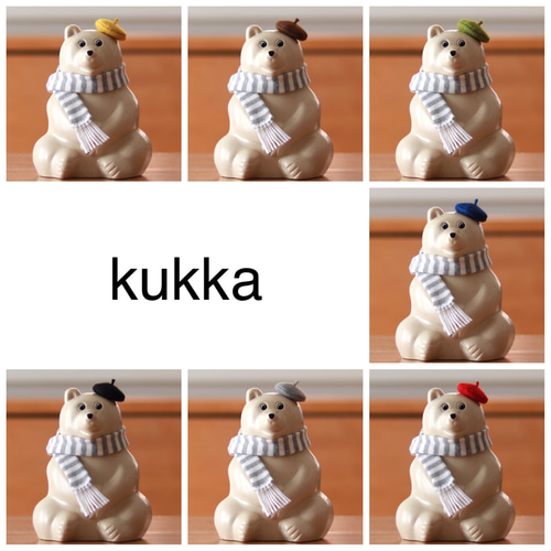 しろくま貯金箱 マフラー【グレー】& ベレー帽【ブルー】& 蝶ネクタイ