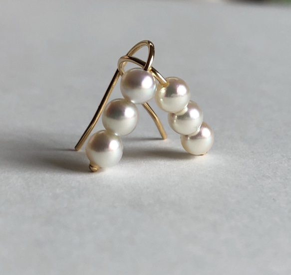 [特色] K18 高品質閃亮 Akoya 珍珠小珍珠耳環 第2張的照片