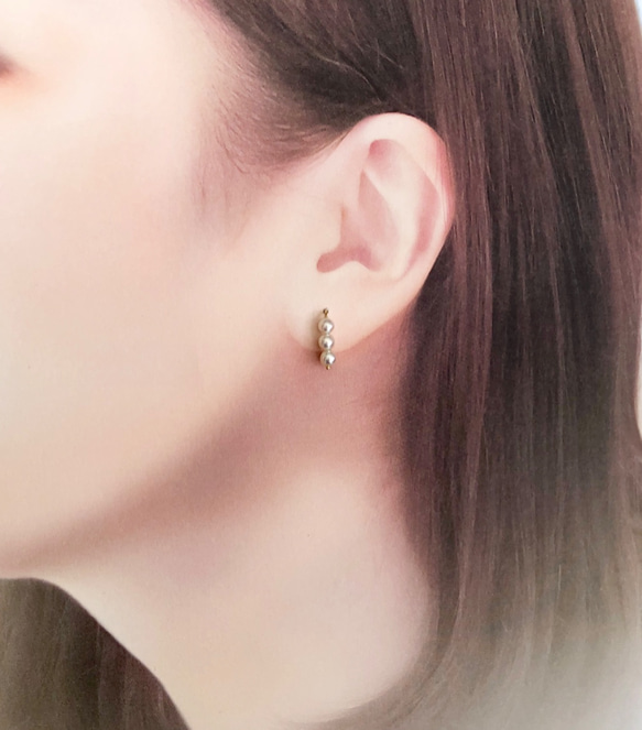 [特色] K18 高品質閃亮 Akoya 珍珠小珍珠耳環 第8張的照片