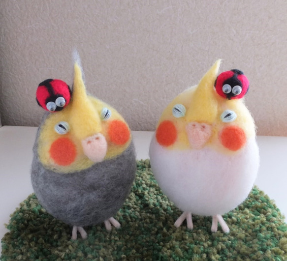 テントウムシとうたたねインコ(オカメインコ)受注制作 1枚目の画像