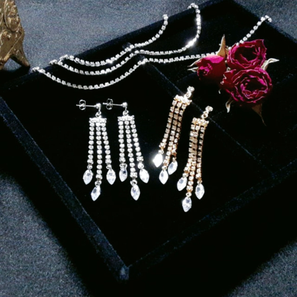 煌めく chandelier pierce 『金属アレルギー対応』ジルコニア パーティー 華麗 プレシオサ社製クリスタル 2枚目の画像