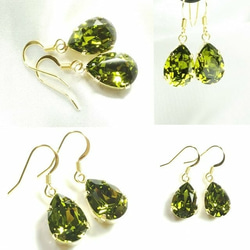 【即納】【再販】“Olive”  SWAROVSKI社製  ピアス/イヤリング 7枚目の画像