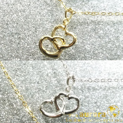 【新春特価】【ALL☆ K16GP&ロジウムコーティング】 “twin open heart ” necklace 5枚目の画像