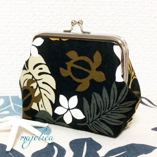 がま口ポーチ ハワイアン ホヌ がま口 majolica-A 通販 6699588