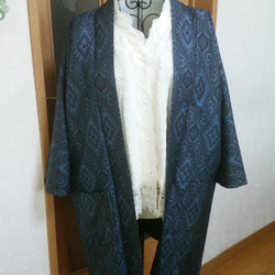 着物リメイク　大島紬の羽織で上着 1枚目の画像