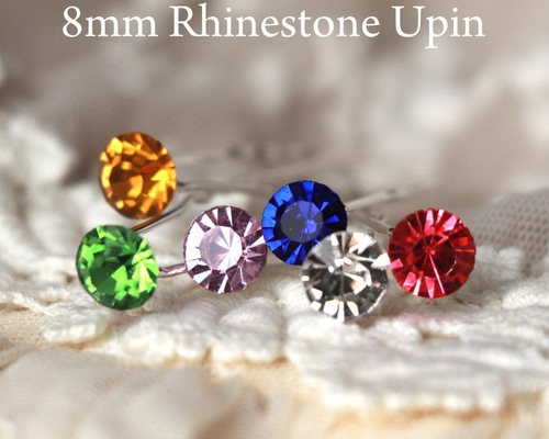 髪飾り キラキラ 8mm ラインストーン Uピン 6本 ウェディング