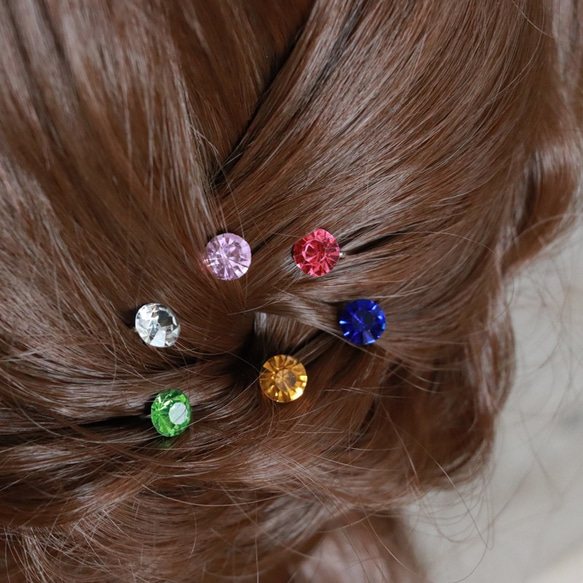 髪飾り キラキラ 8mm ラインストーン Uピン 6本 ウェディング ラプンツェル ヘアアクセサリー シルバー 2枚目の画像