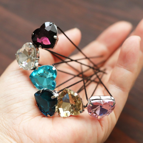 髪飾り ハート キラキラ ラインストーン Uピン 4本 ウェディング