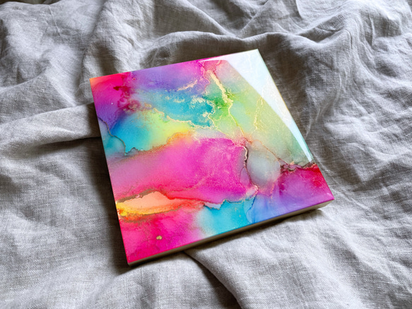 vivid color』アルコールインクアート18×18cm インテリアパネル