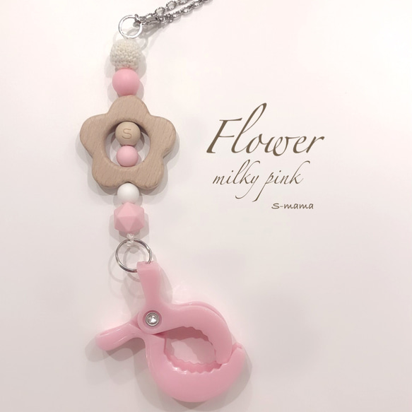 NEWシューズクリップ【pink flower】ベビーシューズクリップ 1枚目の画像