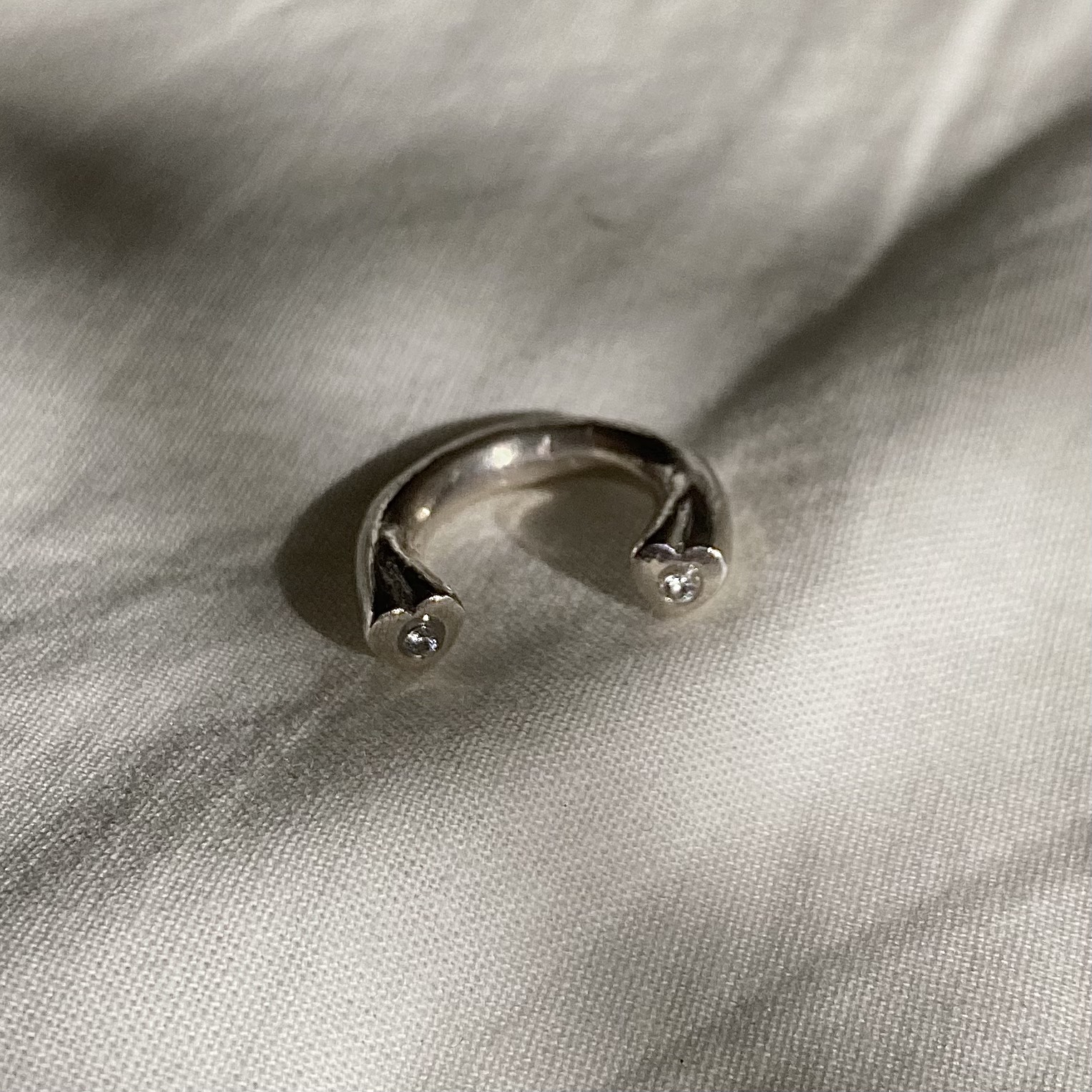 silver double heart ring
