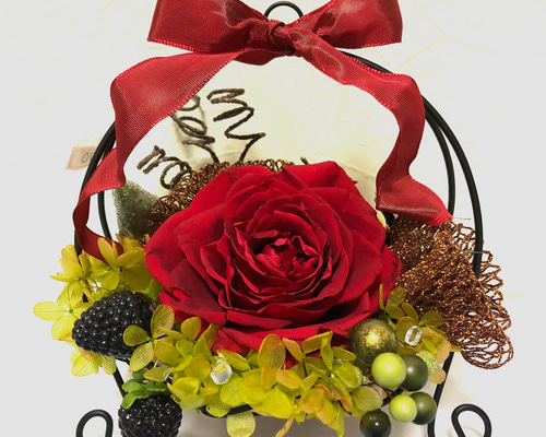 プリザーブドフラワー大輪の赤バラ プリザーブドフラワー m