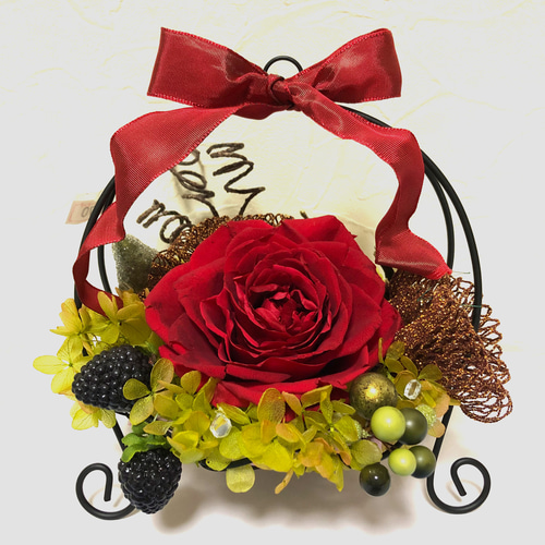 プリザーブドフラワー大輪の赤バラ プリザーブドフラワー m