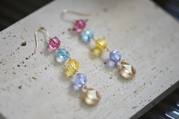 JMO design crystal rainbow color earring birthday gift for g 2枚目の画像