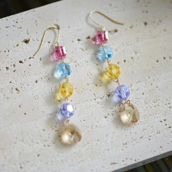 JMO design crystal rainbow color earring birthday gift for g 3枚目の画像