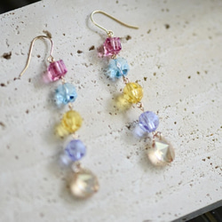 JMO design crystal rainbow color earring birthday gift for g 4枚目の画像