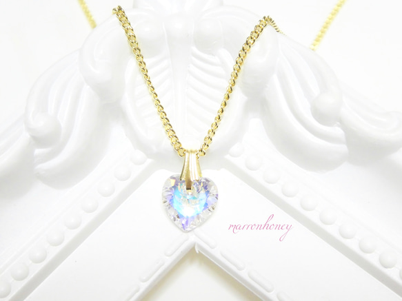 SWAROVSKI社製　ハートSWAROVSKIネックレス♡クリスタルオーロラ 2枚目の画像