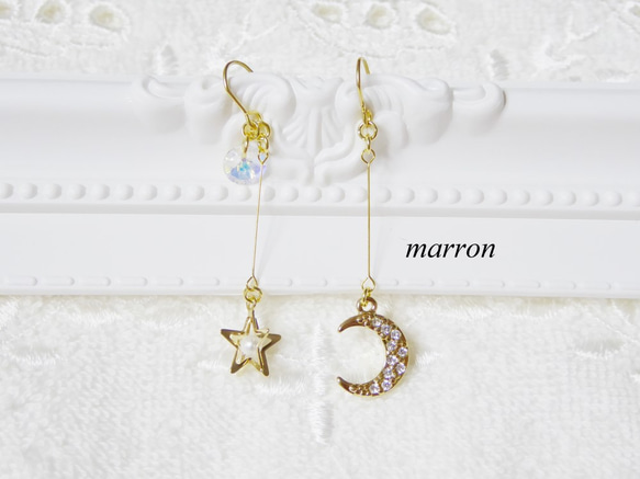 スワロ☾swing moon＆starピアス☽ 2枚目の画像