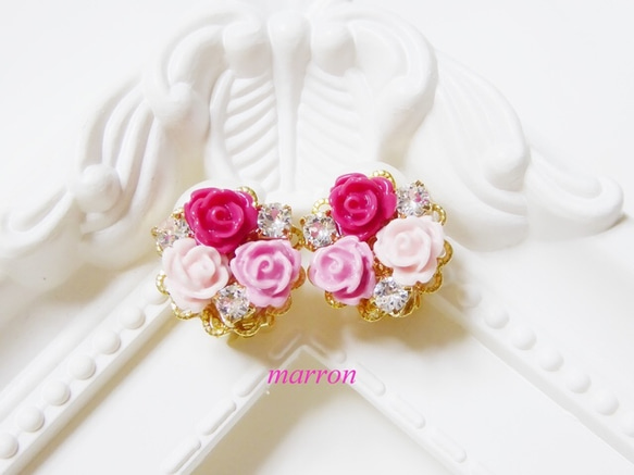 rose♡bouqueスワロフスキーイヤリング 3枚目の画像