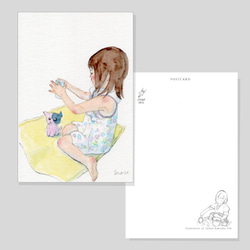 ポストカード3枚セット　「おままごとをする女の子」　002 2枚目の画像