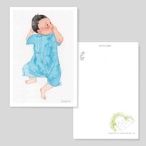ポストカード4枚セット　「指をしゃぶる赤ちゃん」　006 2枚目の画像