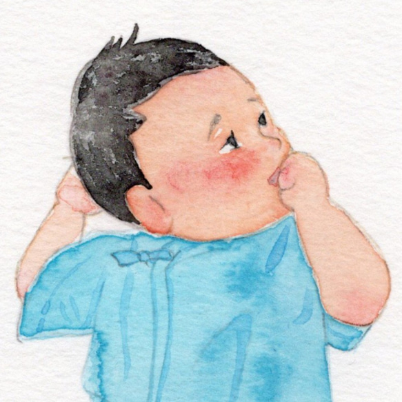 ポストカード4枚セット　「指をしゃぶる赤ちゃん」　006 3枚目の画像