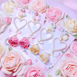 キラキラビジューとさくらんぼのピアス/イヤリング ベリー リボン