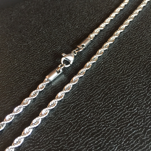 ハワイアンジュエリーsilver925ロープチェーンネックレス50cm 3.2mm幅