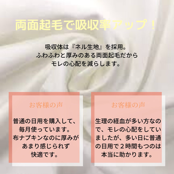 ◆布ナプキン◆Mサイズ・スムース　〜チューリップ✖️ドット〜 5枚目の画像